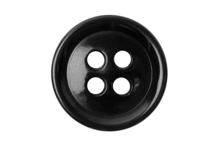 Black Round Rimmed Button 14mm