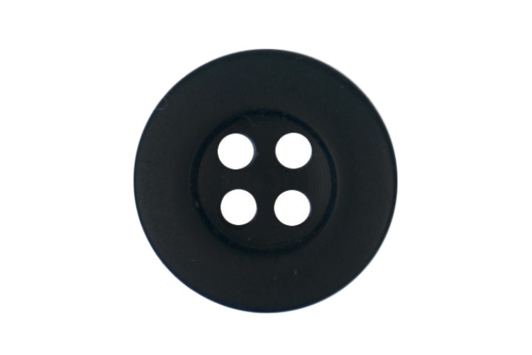 Black Wide Rimmed 4 hole Button 12mm