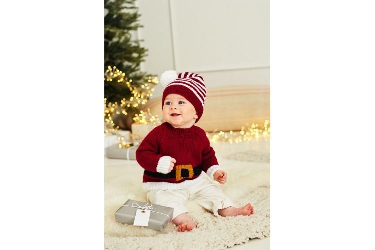 Christmas Baby Sweater, Hat & Toy DK 9870