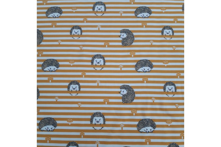 Hedgehog Stripe Ochre Cotton Jersey