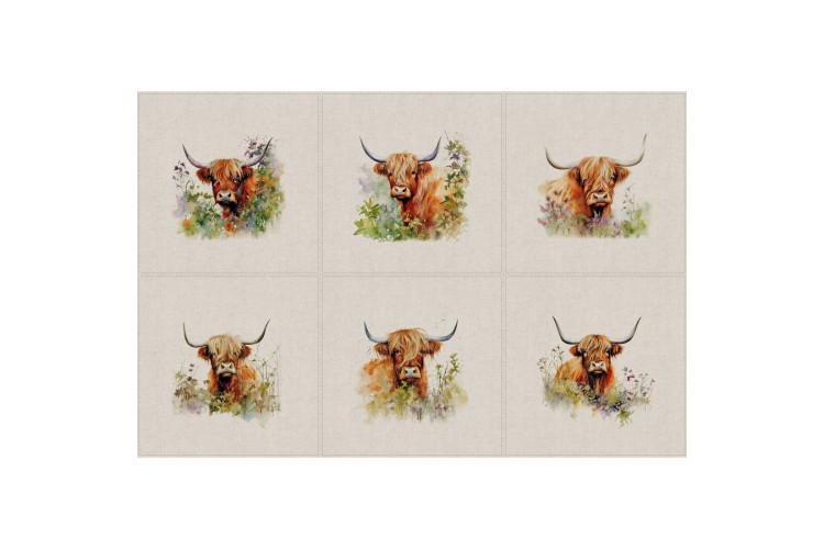 Highland Cow 6 x Assorted Panels