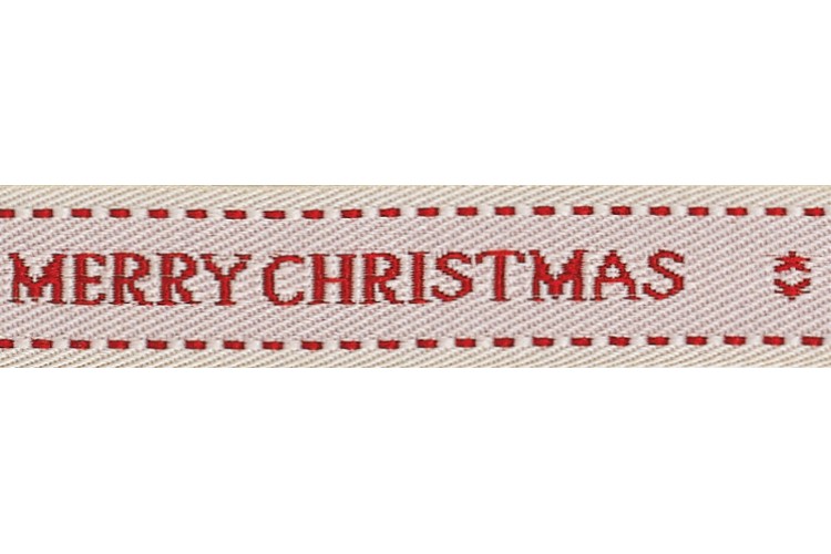 Ribbon Merry Christmas Red on Natural 15mm (43591-2)
