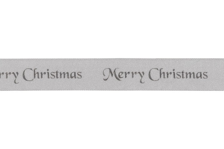 Ribbon Merry Christmas Silver 10mm (12330-12)