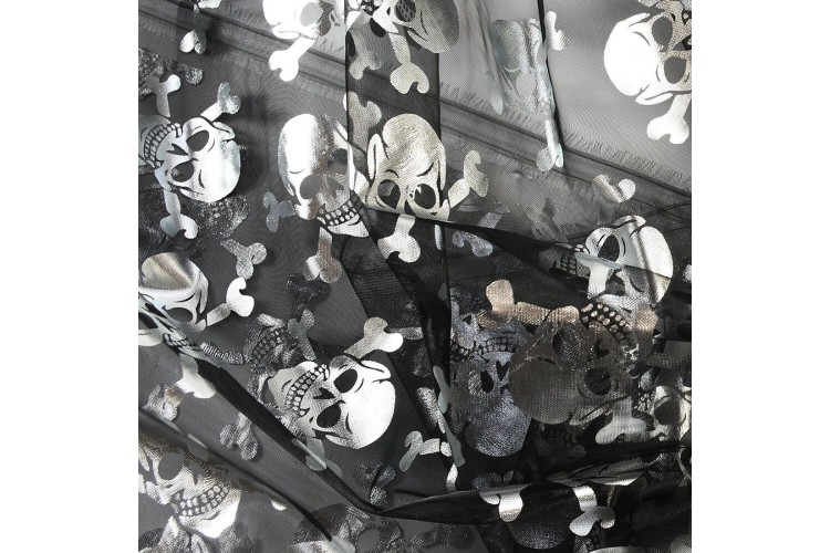 Silver Foil on Black Skull & Crossbones Net